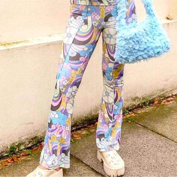 Damson Madder recycled PEGGY PSYCHEDELIC RIB FLARES sz 10 - Picture 1 of 7